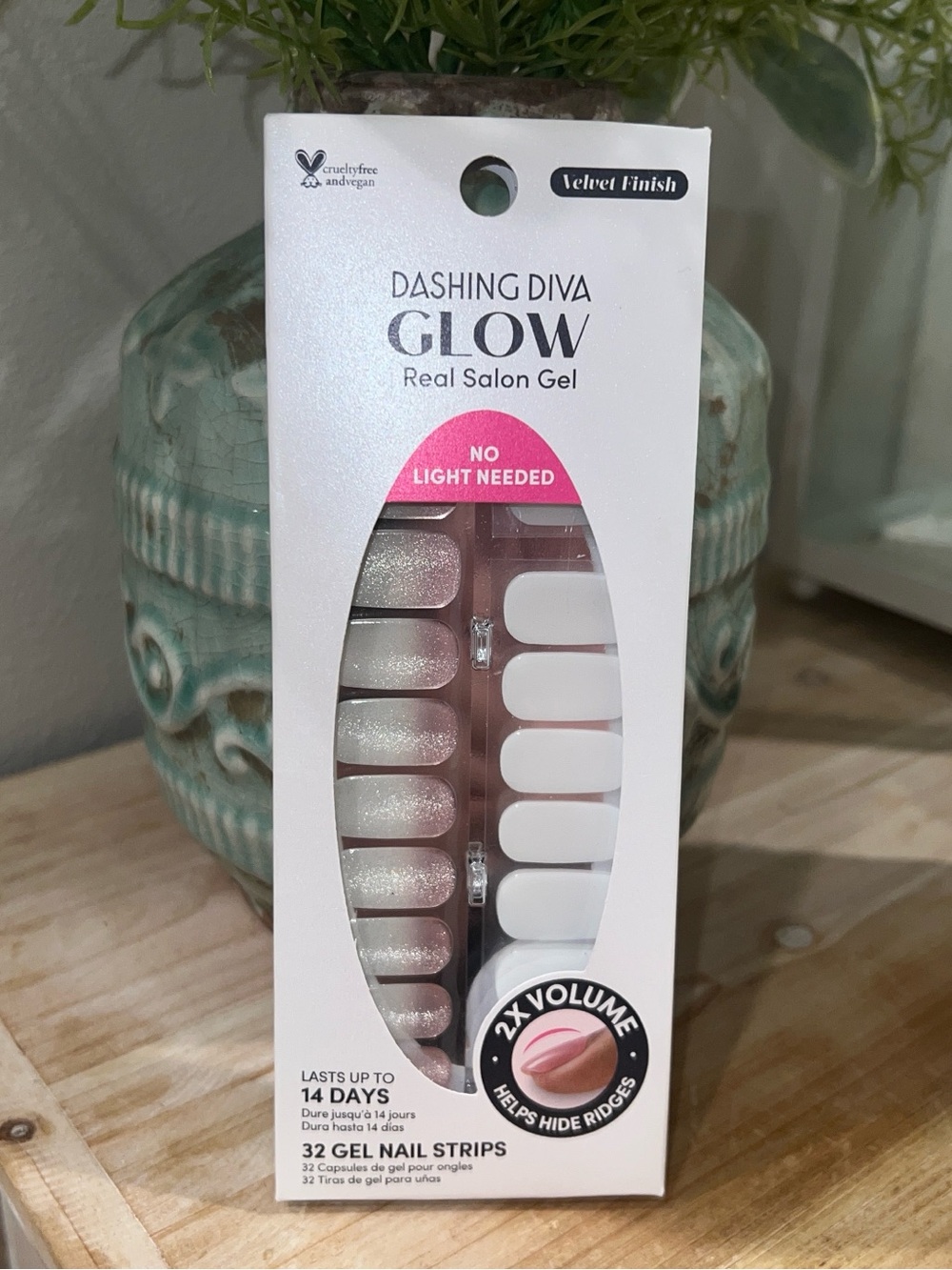 Dashing Diva Glow Gel Nail Strips Ultra Glossy Finish Shimmery Pearl Paradise